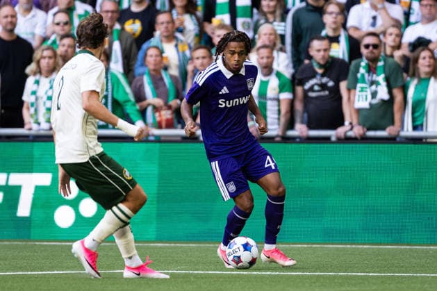 260723 Jayden Onia Seke of Anderlecht during the UEFA Europa League second qualifying round football match between Hammarby and Anderlecht on July 23, 2026 in Stockholm. Photo: Michael Campanella BILDBYRAN COP 313 KJ0354 fotboll football soccer fotball uefa europa league europa league kval qualifying round qualification hammarby anderlecht bbeng grappa33 *** July 23, 2026: Jayden Onia Seke of Anderlecht during the UEFA Europa League second qualifying round soccer match between Hammarby and Anderlecht on July 23, 2026 in Stockholm. Photo by Michael Campanella, BILDBYRAN COP 313 KJ0354. soccer, football, UEFA Europa League, Europa League qualifiers, qualifying round, qualification, Hammarby, Anderlecht, bbeng, grappa33  Copyright: MICHAELxCAMPANELLA BB260723MC072