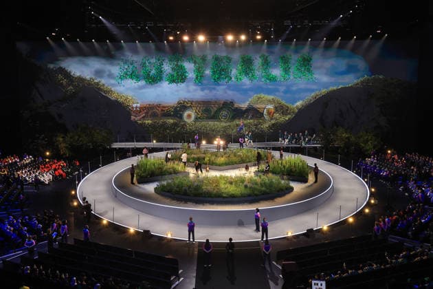 COM26 OPENING CEREMONY, Team Australia arrival during the Opening Ceremony of the Glasgow 2026 Commonwealth Games at The Hydro in Glasgow, United Kingdom, Thursday, July 23, 2026. ( NO ARCHIVING, EDITORIAL USE ONLY, AUSTRALIA ONLY Glasgow Scotland United Kingdom  Copyright: xSimonxStacpoolex 20260724153923526860