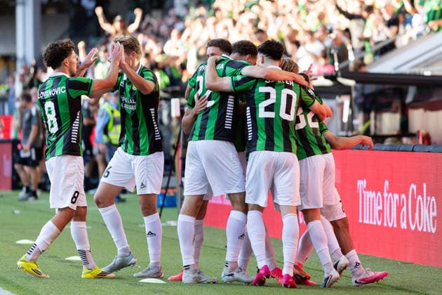260723 Matteo De Brienne of GAIS celebrates with team mates after scoring 1-0 during the UEFA Conference League qualification match between GAIS and FC Nordsjälland on July 23, 2026 in Göteborg. Photo: Michael Erichsen BILDBYRAN COP 89 MI1001 bbeng conference league fc nordsjälland football fotball fotboll gais kval qualification qualifying round soccer uefa conference league jubel *** July 23, 2026: Matteo De Brienne of GAIS celebrates with his teammates after scoring the 1-0 goal during the UEFA Conference League qualifying match between GAIS and FC Nordsjælland on July 23, 2026 in Gothenburg. Photo by Michael Erichsen, BILDBYRAN COP 89 MI1001 bbeng conference league fc nordsjälland football fotball fotboll gais kval qualification qualifying round soccer uefa conference league celebration  Copyright: MICHAELxERICHSEN BB260723MI090