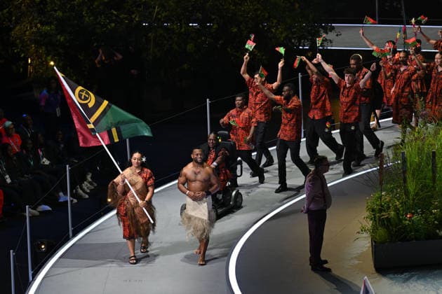 COM26 OPENING CEREMONY, Vanuatu walk into the stadium during the Opening Ceremony of the Glasgow 2026 Commonwealth Games at The Hydro in Glasgow, Scotland, Thursday, July 23, 2026. ( NO ARCHIVING, EDITORIAL USE ONLY GLASGOW UNITED KINGDOM  Copyright: xLUKASxCOCHx 20260724136993396798