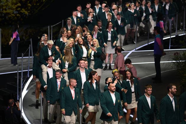 COM26 OPENING CEREMONY, Australia enters the stadium during the Opening Ceremony of the Glasgow 2026 Commonwealth Games at The Hydro in Glasgow, Scotland, Thursday, July 23, 2026. ( NO ARCHIVING, EDITORIAL USE ONLY GLASGOW UNITED KINGDOM  Copyright: xJOELxCARRETTx 20260724154218649715