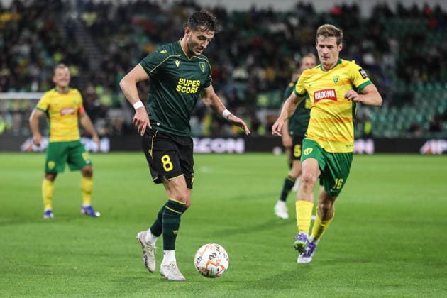 Zilina 23.07.2026. Pilka nozna Liga Konferencji UEFA sezon 2025 2026 runda 2 mecz: MSK Zilina - GKS Katowice --- Football UEFA Conference League season 2025 2026 round 2 match: MSK Zilina - GKS Katowice nz Borja Galan Fot. Kacper Staniec NEWSPIX.PL --- newspix.pl 