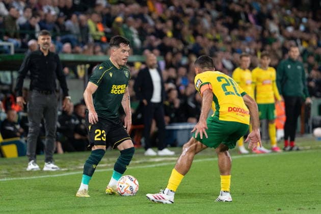 ZILINA, 23.07.2026 MECZ LIGA KONFERENCJI SEZON 2026 27: MSK ZILINA - GKS KATOWICE UEFA CONFERENCE LEAGUE 2025 26: MSK ZILINA - GKS KATOWICE MARCIN WASIELEWSKI KRISTIAN BARI FOT. MATEUSZ WIEWIORKA 400MM.PL NEWSPIX.PL --- newspix.pl 