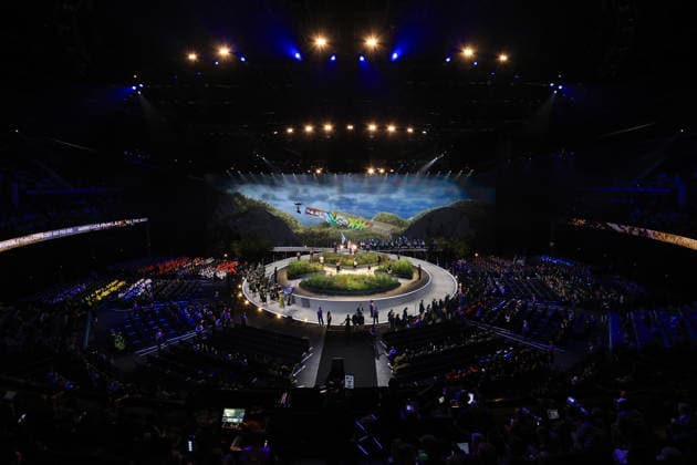 COM26 OPENING CEREMONY, General view of teams arriving during the Opening Ceremony of the Glasgow 2026 Commonwealth Games at The Hydro in Glasgow, United Kingdom, Thursday, July 23, 2026. ( NO ARCHIVING, EDITORIAL USE ONLY, AUSTRALIA ONLY Glasgow Scotland United Kingdom  Copyright: xSimonxStacpoolex 20260724173525326555