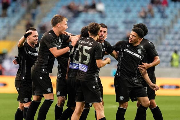Lublin 23.07.2026. Football UEFA Europa League Qualifiers match, second qualifying round 1st leg, between FC Dynamo Kyiv and PAOK FC in Lublin, Poland --- Mecz Ligi Europy UEFA - 2. runda kwalifikacji pomiedzy Dynamo Kijow a PAOK FC w Lublinie, Polska. Persons Shown : team paok druzyna pilkarze paok Fot. Kazimierz Kozuch Arena Akcji NEWSPIX.PL --- newspix.pl 