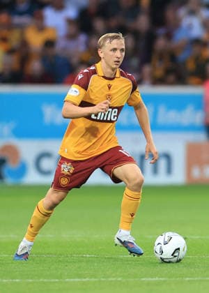 Motherwell v Havnar B—ltfelag UEFA Europa Conference League Oscar Priestman of Motherwell on the ball during the UEFA Europa Conference League Second Qualifying Round First Leg match at Fir Park, Motherwell 23 07 2026 UK Newspapers OUT Copyright: xFredxPalmerx FIL-23665-0096
