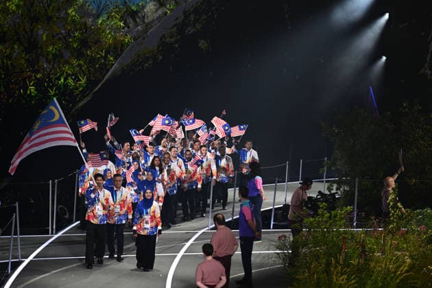 COM26 OPENING CEREMONY, Malaysia enter the stadium during the Opening Ceremony of the Glasgow 2026 Commonwealth Games at The Hydro in Glasgow, Scotland, Thursday, July 23, 2026. ( NO ARCHIVING, EDITORIAL USE ONLY GLASGOW UNITED KINGDOM  Copyright: xJOELxCARRETTx 20260724161521596545