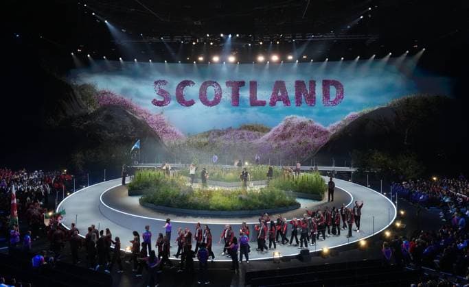 Team Scotland arrive on stage at the opening ceremony. Glasgow 2026 Commonwealth Games, Day One, Glasgow, Scotland, UK - 23 Jul 2026Glasgow Scotland United Kingdom  Copyright: xStuartxWallace Shutterstockx 17002357ar