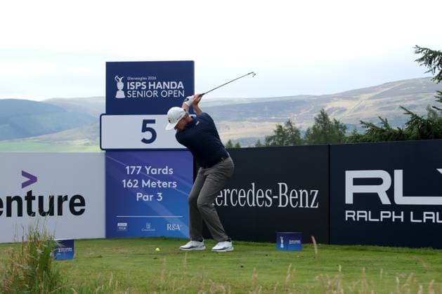 UK: The ISPS HANDA Senior Open Championship at King‚Äôs Course, Gleneagles, Scotland on 23 July 2026: Pictured: Ernie Els (RSA) on the 5th tee during the first round of the ISPS Handa Senior Open Championship 2026 Gleneagles King‚Äôs Course Scotland Scotland Copyright: xAlexxToddx