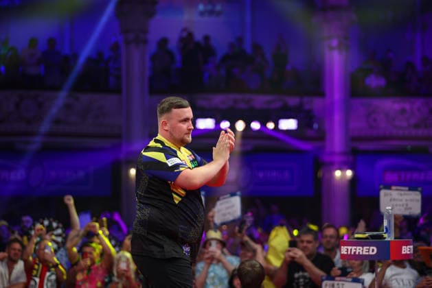 RECORD DATE NOT STATED 23rd July 2026, Winter Gardens, Blackpool, Lancashire, England; 2026 Betfred World Matchplay Darts, Day Six; Luke Littler during his walk on AidanxHunter