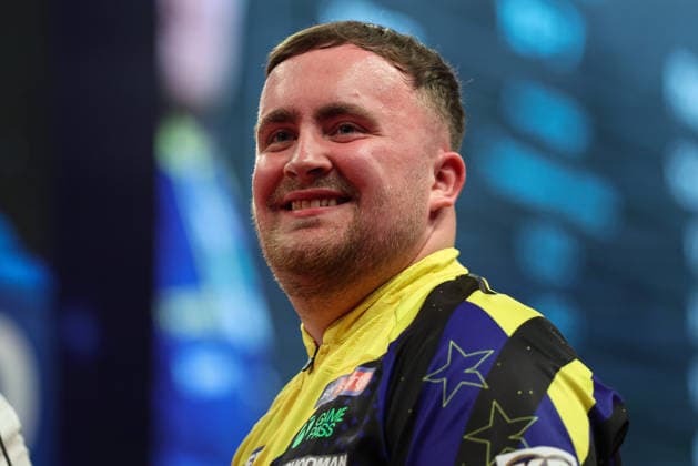 RECORD DATE NOT STATED 23rd July 2026, Winter Gardens, Blackpool, Lancashire, England; 2026 Betfred World Matchplay Darts, Day Six; Luke Littler smiling after winning his game against Josh Rock AidanxHunter