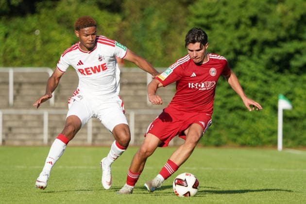 23 .07.2026, Fussball, Köln, Testspiel, Freundschaftsspiel, SV Bergische Gladbach 09 vs 1.FC Köln, Belkaw -Arena , Bergisch Bladbach Maik Afri Akumu FC Köln Elyas Aydin, SV Bergische Gladbach , *** July 23, 2026, Soccer, Cologne, Exhibition Match, Friendly Match, SV Bergische Gladbach 09 vs. 1. FC Köln, Belkaw Arena, Bergisch Gladbach, Maik Afri, Akumu, FC Köln, Elyas Aydin, SV Bergische Gladbach,