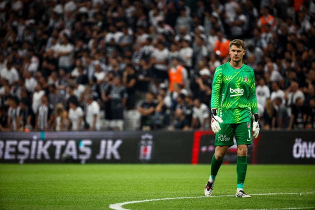Besiktas vs Midtjylland UEFA Europa League Qualification 2nd Round Alexander Nubel of Besiktas JK looks on during the match. Besiktas and Midtjylland faced each other at UEFA Europa League Qualification 2nd Round 1st leg. The match took place in Tupras Stadium on July 23th, 2026. Istanbul Istanbul Turkey Copyright: xBurakxBasturkx