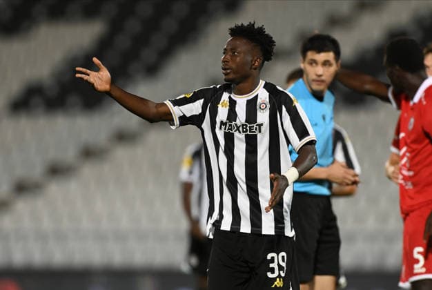 PARTIZAN vs UNA STRASSEN IBRAHIM ZUBAIRU, football player of Partizan, during the match against Una Strassen Luxemburg, at Stadium FK Partizan. Belgrade, 23.07.2026. Nebojsa Parausic MN Press photo FOOTBALL, UEFA CONFERENCE LEAGUE, PARTIZAN, UNA STRASSEN LUXEMBURG Belgrade Stadium FK Partizan Serbia Copyright: xNebojsaxParausicx xMNxPressx