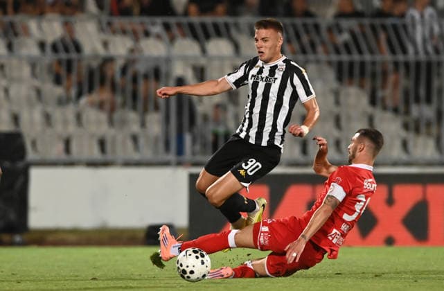 PARTIZAN vs UNA STRASSEN MILAN ROGANOVIC, football player of Partizan, during the match against Una Strassen Luxemburg, at Stadium FK Partizan. Belgrade, 23.07.2026. Nebojsa Parausic MN Press photo FOOTBALL, UEFA CONFERENCE LEAGUE, PARTIZAN, UNA STRASSEN LUXEMBURG Belgrade Stadium FK Partizan Serbia Copyright: xNebojsaxParausicx xMNxPressx