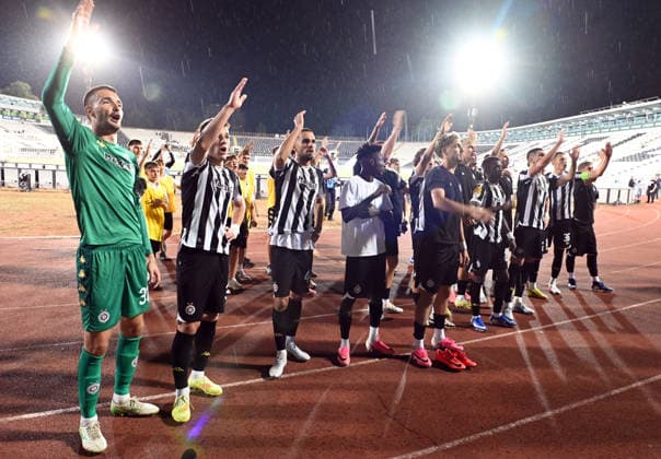 PARTIZAN vs UNA STRASSEN Football players of Partizan, celebrates during the match against Una Strassen Luxemburg, at Stadium FK Partizan. Belgrade, 23.07.2026. Nebojsa Parausic MN Press photo FOOTBALL, UEFA CONFERENCE LEAGUE, PARTIZAN, UNA STRASSEN LUXEMBURG Belgrade Stadium FK Partizan Serbia Copyright: xNebojsaxParausicx xMNxPressx