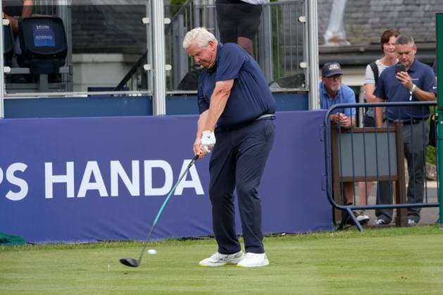 UK: The ISPS HANDA Senior Open Championship at King‚Äôs Course, Gleneagles, Scotland on 23 July 2026: Pictured: Colin Montgomerie (SCO) on the 1st tee during the first round of the ISPS Handa Senior Open Championship 2026 Gleneagles King‚Äôs Course Scotland Scotland Copyright: xAlexxToddx