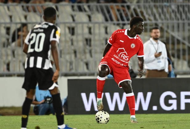 PARTIZAN vs UNA STRASSEN GALAYE GUEYE, football player of Una Strassen Luxemburg, during the match against Partizan, at Stadium FK Partizan. Belgrade, 23.07.2026. Nebojsa Parausic MN Press photo FOOTBALL, UEFA CONFERENCE LEAGUE, PARTIZAN, UNA STRASSEN LUXEMBURG Belgrade Stadium FK Partizan Serbia Copyright: xNebojsaxParausicx xMNxPressx