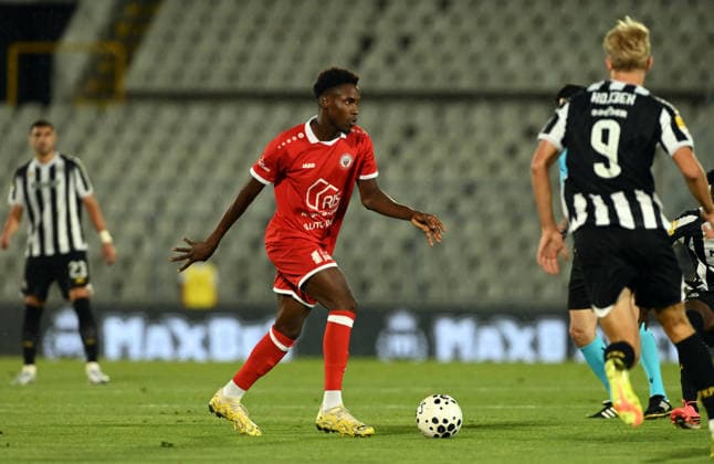 PARTIZAN vs UNA STRASSEN LAMINE TOURE, football player of Una Strassen Luxemburg, during the match against Partizan, at Stadium FK Partizan. Belgrade, 23.07.2026. Nebojsa Parausic MN Press photo FOOTBALL, UEFA CONFERENCE LEAGUE, PARTIZAN, UNA STRASSEN LUXEMBURG Belgrade Stadium FK Partizan Serbia Copyright: xNebojsaxParausicx xMNxPressx