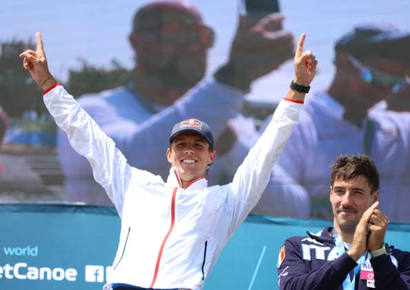 July 23, 2026, Oklahoma City, Oklahoma, USA: JAKUB KREJCI of Czech Republic gold medalist, GIOVANNI DE GENNARO of Italy bronze medalist of Men s Kayak on 2026 ICF Canoe Slalom World Championships, Oklahoma City, USA. ICF Canoe Slalom World Championships 2026 - Jakub Krejci, Giovanni De Gennaro  - ZUMAc278 20260723_zsp_c278_020 Copyright: xMarcinxCholewinskix