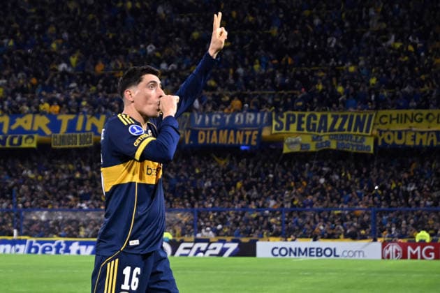 Futbol, Boca Juniors vs OHiggins Copa Sudamericana 2026. El jugador de Boca Juniors, Miguel Merentiel, celebra su gol contra OHiggins durante el partido de playoffs de la Copa Sudamericana, realizado en el Estadio La Bombonera de Buenos Aires, Argentina. 23 7 2026 Fotobaires Photosport Football, Boca Juniors vs OHiggins 2026 Copa Sudamericana Boca Juniors player, Miguel Merentiel, celebrate scoring against OHiggins during a Copa sudamericana playoffs match held at Estadio La Bombonera in Buenos Aires, Argentina. 23 7 2026 Fotobaires Photosport Boca Juniors vs OHiggins, Copa Sudamericana 2026 