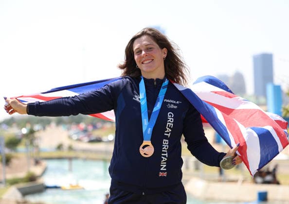 July 23, 2026, Oklahoma City, Oklahoma, USA: KIMBERLEY WOODS of Great Britain bronze medalist of Women s Kayak on 2026 ICF Canoe Slalom World Championships, Oklahoma City, USA. ICF Canoe Slalom World Championships 2026 - Kimberley Woods  - ZUMAc278 20260723_zsp_c278_045 Copyright: xMarcinxCholewinskix