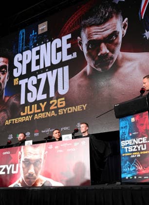 BOXING SPENCE TSZYU press conference, PK, Pressekonferenz Australian boxer Tim Tszyu speaks during a press conference at the Star Casino, Sydney, Friday, July 24, 2026. ( NO ARCHIVING SYDNEY NEW SOUTH WALES AUSTRALIA  Copyright: xDAMIANxSHAWx 20260724124366832030