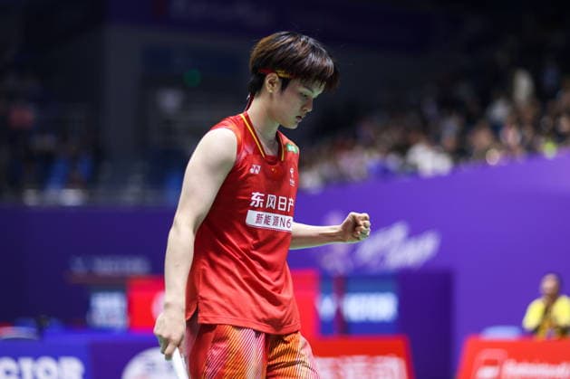 BEIJING, CHINA - JULY 24: Wang Zhiyi of China reacts in the Women s Singles Quarterfinal match against Kim Ga Eun of South Korea on day 4 of the China Open 2026 at Changzhou Olympic Sports Center Gymnasium on July 24, 2026 in Changzhou, Jiangsu Province of China.  Copyright: xVCGx 111656127709