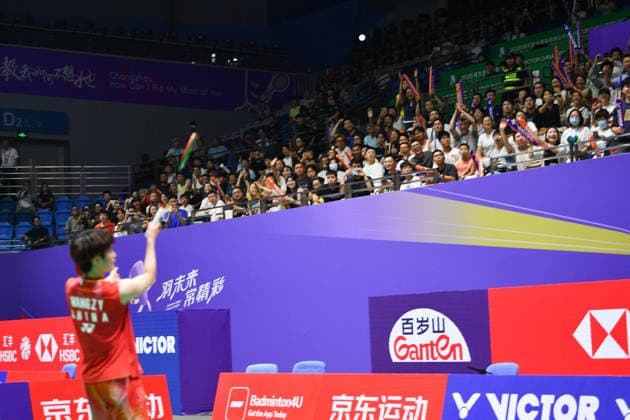 BEIJING, CHINA - JULY 24: Wang Zhiyi of China reacts after the Women s Singles Quarterfinal match against Kim Ga Eun of South Korea on day 4 of the China Open 2026 at Changzhou Olympic Sports Center Gymnasium on July 24, 2026 in Changzhou, Jiangsu Province of China.  Copyright: xVCGx 111656122296