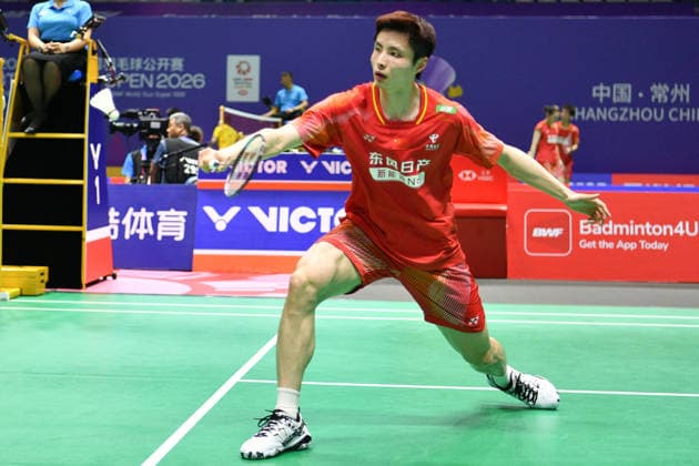 CHANGZHOU, CHINA - JULY 24: Shi Yuqi of China competes in the Men s Singles Quarterfinal match against Chou Tien Chen of Chinese Taipei on day 4 of the China Open 2026 at Changzhou Olympic Sports Center Gymnasium on July 24, 2026 in Changzhou, Jiangsu Province of China.  Copyright: xVCGx 111656129748