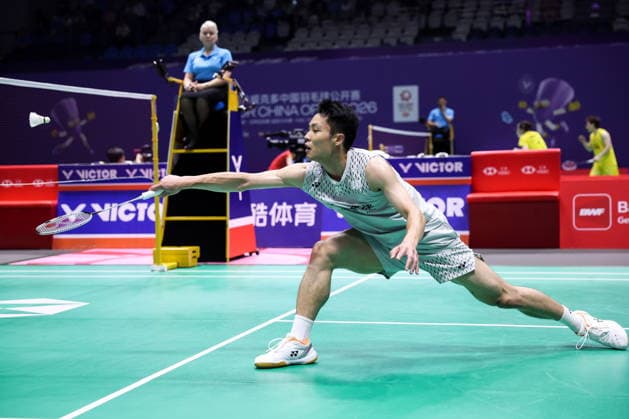 CHANGZHOU, CHINA - JULY 24: Chou Tien Chen of Chinese Taipei competes in the Men s Singles Quarterfinal match against Shi Yuqi of China on day 4 of the China Open 2026 at Changzhou Olympic Sports Center Gymnasium on July 24, 2026 in Changzhou, Jiangsu Province of China.  Copyright: xVCGx 111656125556