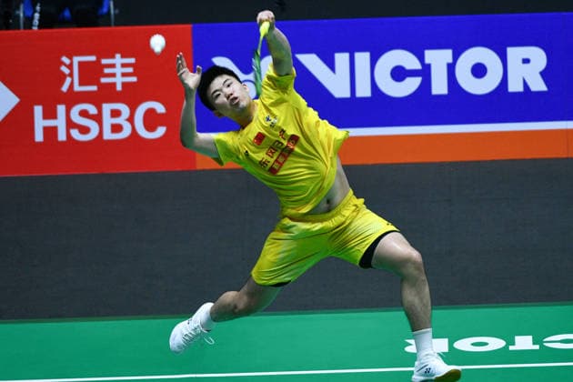 CHANGZHOU, CHINA - JULY 24: Weng Hongyang of China competes in the Men s Singles Quarterfinal match against Lin Chun-Yi of Chinese Taipei on day 4 of the China Open 2026 at Changzhou Olympic Sports Center Gymnasium on July 24, 2026 in Changzhou, Jiangsu Province of China.  Copyright: xVCGx 111656130073