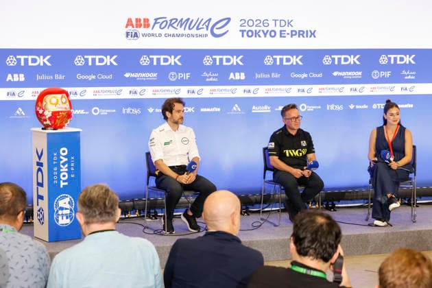 July 24, 2026, Tokyo, Japan: (L to R) Tommaso Volpe Managing Director and Team Principal of Nissan Formula E Team and Roger Griffiths Team Principal of Andretti Formula E, attend a press conference, PK, Pressekonferenz for the Formula E Tokyo E-Prix of the 2025Ã¢â‚¬2026 ABB FIA Formula E World Championship, WM, Weltmeisterschaft at Tokyo Big Sight convention center in Tokyo. Formula E 2026: Tokyo E-Prix  - ZUMAm191 20260724_aap_m191_005 Copyright: xRodrigoxReyesxMarinx