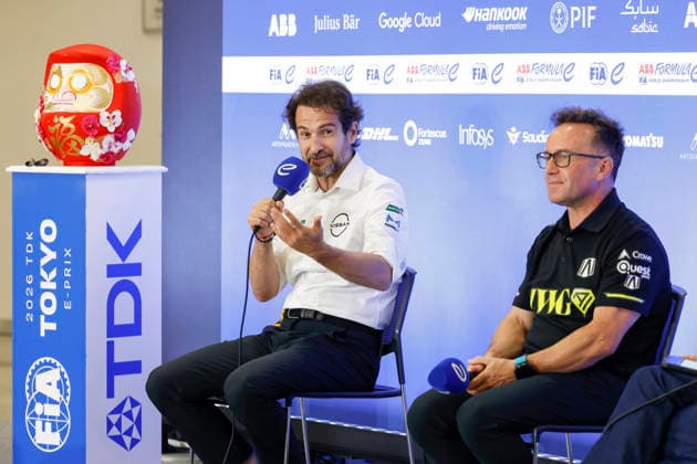 July 24, 2026, Tokyo, Japan: (L to R) Tommaso Volpe Managing Director and Team Principal of Nissan Formula E Team and Roger Griffiths Team Principal of Andretti Formula E, speak during a press conference, PK, Pressekonferenz for the Formula E Tokyo E-Prix of the 2025Ã¢â‚¬2026 ABB FIA Formula E World Championship, WM, Weltmeisterschaft at Tokyo Big Sight convention center in Tokyo. Formula E 2026: Tokyo E-Prix  - ZUMAm191 20260724_aap_m191_017 Copyright: xRodrigoxReyesxMarinx