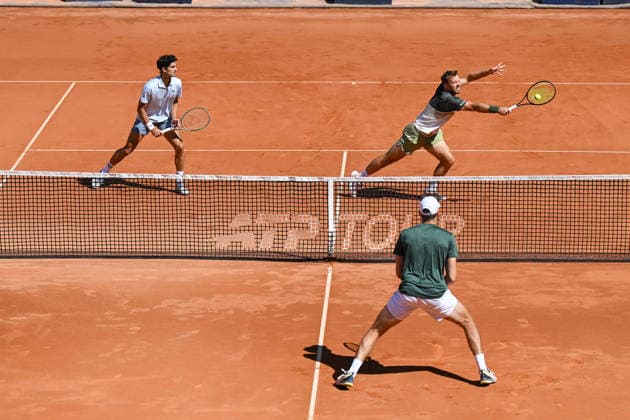 TENNIS - ATP, Tennis Herren Generali Open 2026 KITZBUEHEL,AUSTRIA,24.JUL.26 - TENNIS - ATP World Tour, Generali Open. Image shows Pierre Hugues Herbert (FRA), Kevin Krawietz and Mark Wallner (GER).  GEPAxpictures xDanielxSchoenherr
