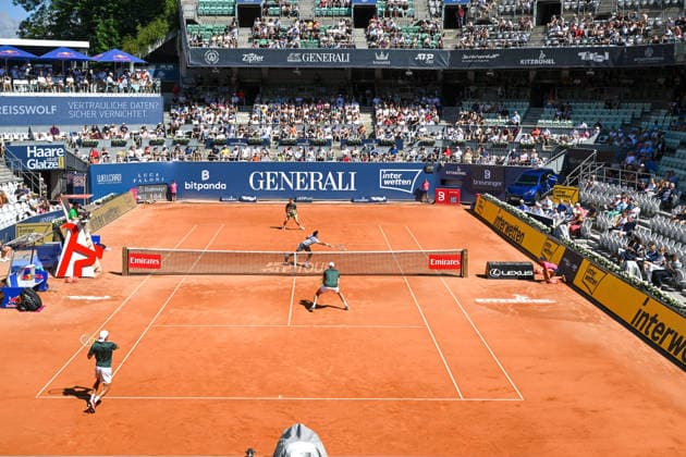 TENNIS - ATP, Tennis Herren Generali Open 2026 KITZBUEHEL,AUSTRIA,24.JUL.26 - TENNIS - ATP World Tour, Generali Open. Image shows Jakob Schnaitter, Kevin Krawietz (GER), Pierre Hugues Herbert (FRA) and Mark Wallner (GER).  GEPAxpictures xDanielxSchoenherr