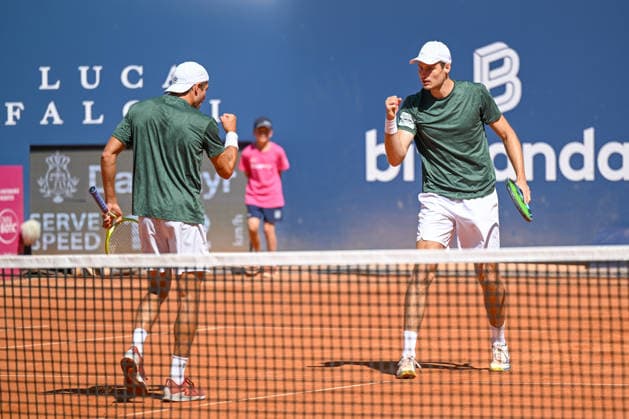 TENNIS - ATP, Tennis Herren Generali Open 2026 KITZBUEHEL,AUSTRIA,24.JUL.26 - TENNIS - ATP World Tour, Generali Open. Image shows the rejoicing of Jakob Schnaitter and Mark Wallner (GER).  GEPAxpictures xDanielxSchoenherr