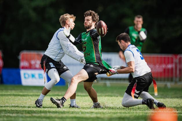 Die Finals 2026 - Flag Football, 24.07.2026 Leo Langer (Kelkheim Lizzards, 3),(Munich Spatzen, 5); Die Finals 2026 - Flag Football, Halbfinale am 25.07.2026 im Erika-Fisch-Stadion, Hannover***No image usage outside of Finland*** *** The 2026 Flag Football Finals, July 24, 2026: Leo Langer Kelkheim Lizzards, 3; Munich Spatzen, 5. The 2026 Flag Football Finals, Semifinals on July 25, 2026, at Erika Fisch Stadium, Hanover***No image usage outside of Finland*** Copyright: xBEAUTIFULxSPORTS Tonhäuserx