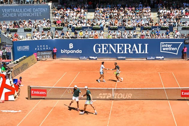 TENNIS - ATP, Tennis Herren Generali Open 2026 KITZBUEHEL,AUSTRIA,24.JUL.26 - TENNIS - ATP World Tour, Generali Open. Image shows Jakob Schnaitter, Mark Wallner (GER), Pierre Hugues Herbert (FRA) and Kevin Krawietz (GER).  GEPAxpictures xDanielxSchoenherr
