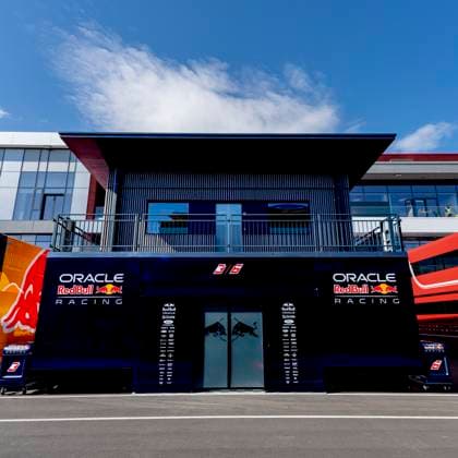 BUDAPEST - Red Bull Racing motor home during Formula 1 Hungary at the Hungaroring circuit on July 24, 2026 in Budapest, Hungary. (Photo by DeFodi Images) - *** BUDAPEST: The Red Bull Racing motor home during the Formula 1 Hungarian Grand Prix at the Hungaroring circuit on July 24, 2026, in Budapest, Hungary. Photo by DeFodi Images