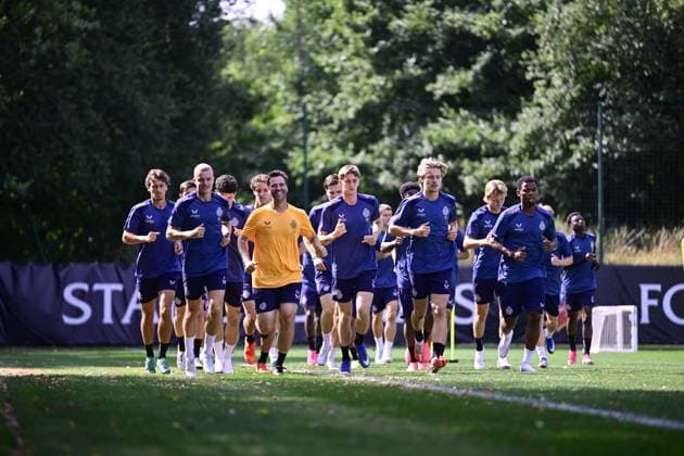 Club Brugge training camp - media activities 24 07 2026 RENNES, FRANCE - July 24 : Vermant Romeo forward of Club Brugge leading the group pictured during a training session on July 24, 2026 in Rennes, France, 24 07 2026 Rennes France  Copyright: xJanxDexMeuleneirx