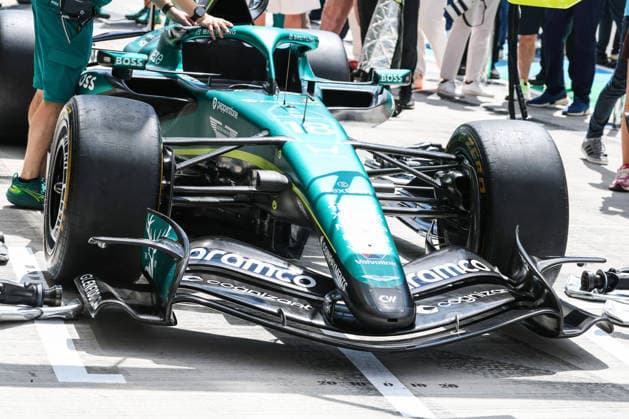 F1 - HUNGARIAN GRAND PRIX 2026 Aston Martin F1 Team Honda AMR26, mechanical detail front wing during the Formula 1 Hungarian Grand Prix 2026, 11th round of the 2026 Formula One World Championship, WM, Weltmeisterschaft from July 24 to 26, 2026 on the Hungaroring, in Mogyorod near Budapest, Hungary - MogyorodHungary  Copyright: xANTONINxVINCENTx