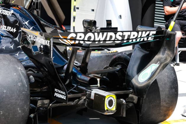 F1 - HUNGARIAN GRAND PRIX 2026 Mercedes AMG F1 Team W17, mechanical detail of rear wing during the Formula 1 Hungarian Grand Prix 2026, 11th round of the 2026 Formula One World Championship, WM, Weltmeisterschaft from July 24 to 26, 2026 on the Hungaroring, in Mogyorod near Budapest, Hungary - MogyorodHungary  Copyright: xFLORENTxGOODENx