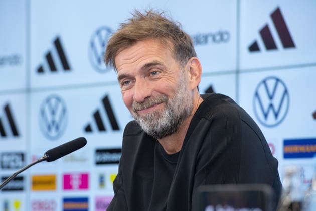 Trainer Bundestrainer Juergen KLOPP (Jürgen, GER) Portraet, Porträt, Portrait, Angeschnittenes Einzelbild, Einzelmotiv, Pressekonferenz des DFB zur Vorstellung von Juergen Klopp als neuer Fussball-Bundestrainer, DFB-Campus in Frankfurt am 24.07.2026 Â *** National Team Coach Jürgen Klopp, GER Portrait, Close-up, Single Image, Single Subject, DFB press conference to introduce Juergen Klopp as the new national soccer coach, DFB Campus in Frankfurt on July 24, 2026 Â