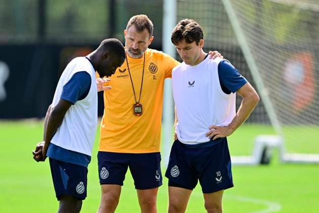 Club Brugge training camp - media activities 24 07 2026 RENNES, FRANCE - July 24 : Forbs Carlos forward of Club Brugge, Leko Ivan head coach of Club Brugge and Vetlesen Hugo midfielder of Club Brugge pictured during a training session on July 24, 2026 in Rennes, France, 24 07 2026 Rennes France  Copyright: xJanxDexMeuleneirx