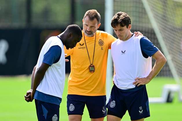 Club Brugge training camp - media activities 24 07 2026 RENNES, FRANCE - July 24 : Forbs Carlos forward of Club Brugge, Leko Ivan head coach of Club Brugge and Vetlesen Hugo midfielder of Club Brugge pictured during a training session on July 24, 2026 in Rennes, France, 24 07 2026 Rennes France  Copyright: xJanxDexMeuleneirx