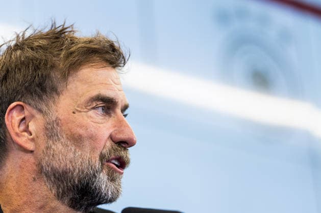 FRANKFURT, GERMANY - JULY 24: Juergen Klopp (Head Coach Germany DFB) during the press conference, PK, Pressekonferenz to present Juergen Klopp as the new head coach of Germany at DFB Campus on July 24, 2026 in Frankfurt, Germany. Hessen Germany Copyright: xSteffiexWunderlx