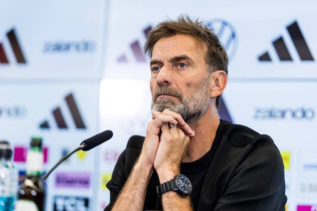 FRANKFURT, GERMANY - JULY 24: Juergen Klopp (Head Coach Germany DFB) during the press conference, PK, Pressekonferenz to present Juergen Klopp as the new head coach of Germany at DFB Campus on July 24, 2026 in Frankfurt, Germany. Hessen Germany Copyright: xSteffiexWunderlx