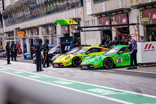 DTM, 9. + 10. Rennen Oschersleben 2026 91 Porsche 911 GT3 R (992), Manthey: Thomas Preining, 90 Porsche 911 GT3 R (992), Manthey: Ricardo Feller - picture by Gruppe C Photography Oschersleben Oschersleben Sachsen-Anhalt Germany Copyright: xGruppexCxPhotographyx
