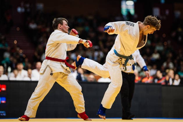 Die Finals 2026 - Ju-Jutsu, 24.07.2026 Johannes Aumüller (Team Nord - Rot) Finn Grieche (Team West - Blau) Vorrunde; Die Finals 2026 - Ju-Jutsu am 24.07.2026 in der Swiss Life Hall, Hannover *** The 2026 Ju-Jutsu Finals, July 24, 2026 Johannes Aumüller, Team North (Red); Finn Grieche, Team West (Blue); Preliminary Round The 2026 Ju-Jutsu Finals on July 24, 2026, at the Swiss Life Hall, Hanover Copyright: xBEAUTIFULxSPORTS Tonhäuserx